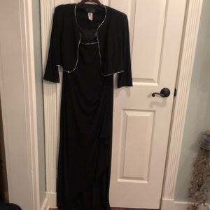 Alex Evenings black  gown with rhinestone trim
